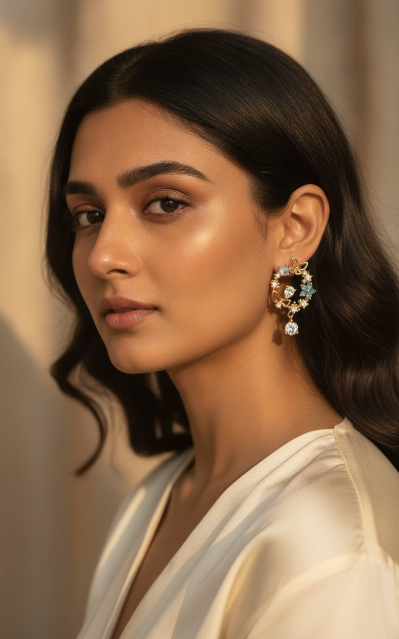 Butterfly Floral Drop Earrings — view 3