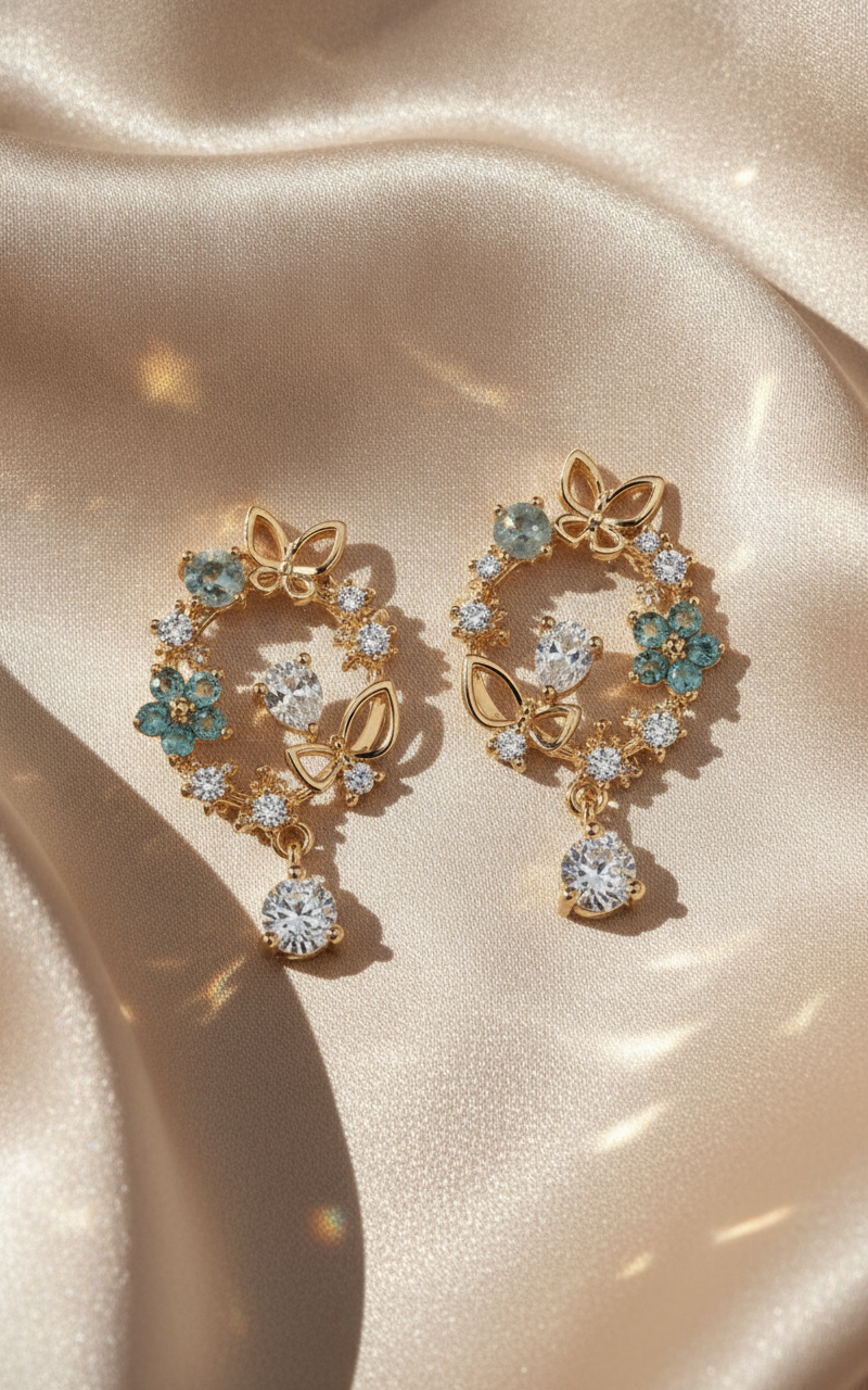 Butterfly Floral Drop Earrings