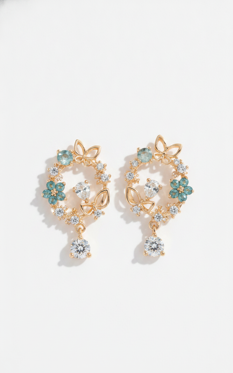 Butterfly Floral Drop Earrings — view 2