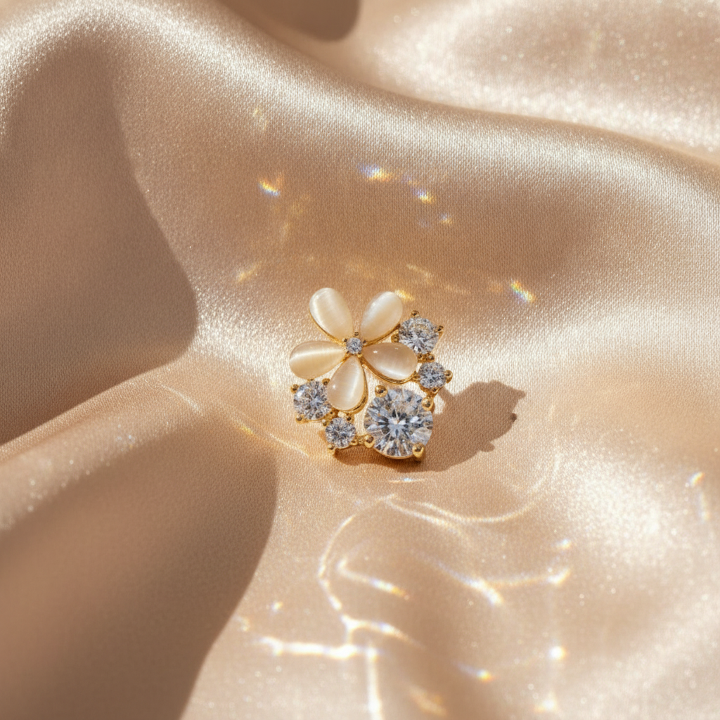 Cat's Eye Floral Earrings
