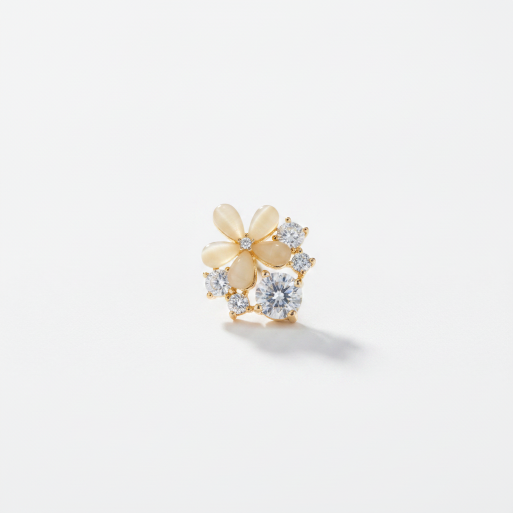 Cat's Eye Floral Earrings — view 2