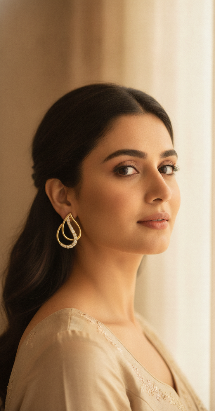 Diamond Teardrop Stud Earrings — view 3