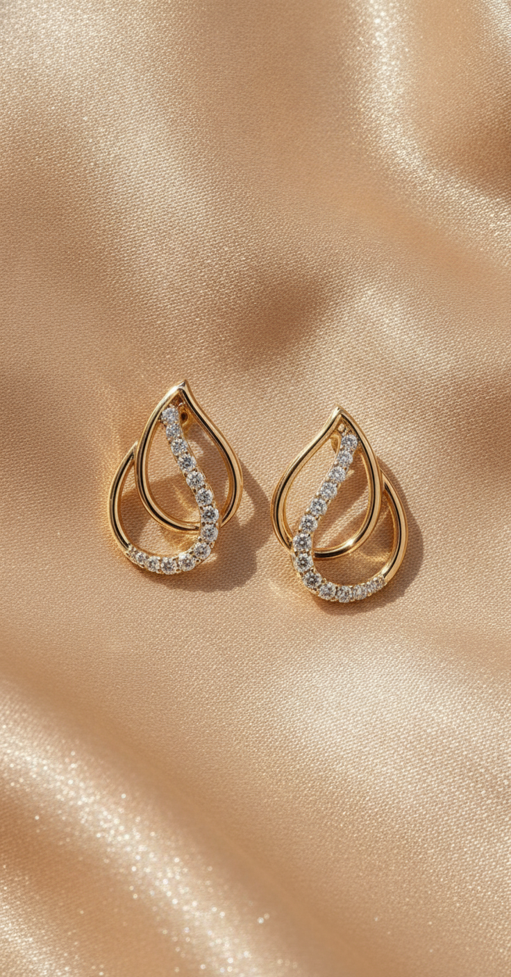 Diamond Teardrop Stud Earrings