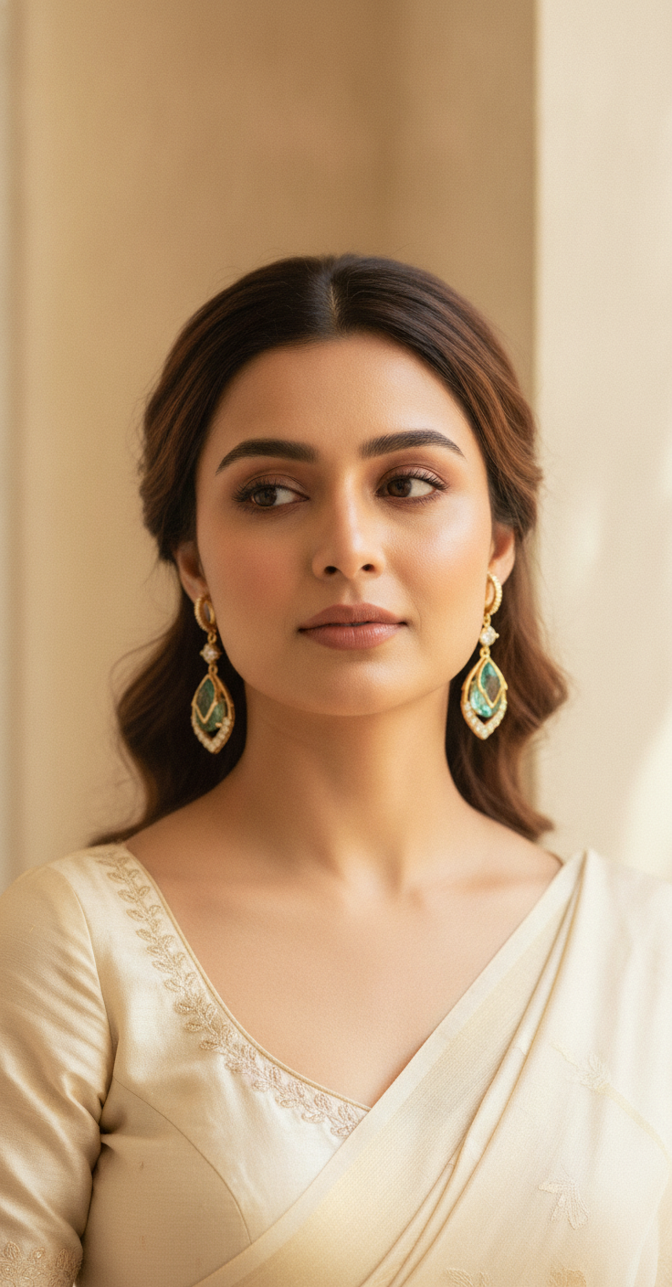 Green Apatite & Diamond Drop Earrings — view 3