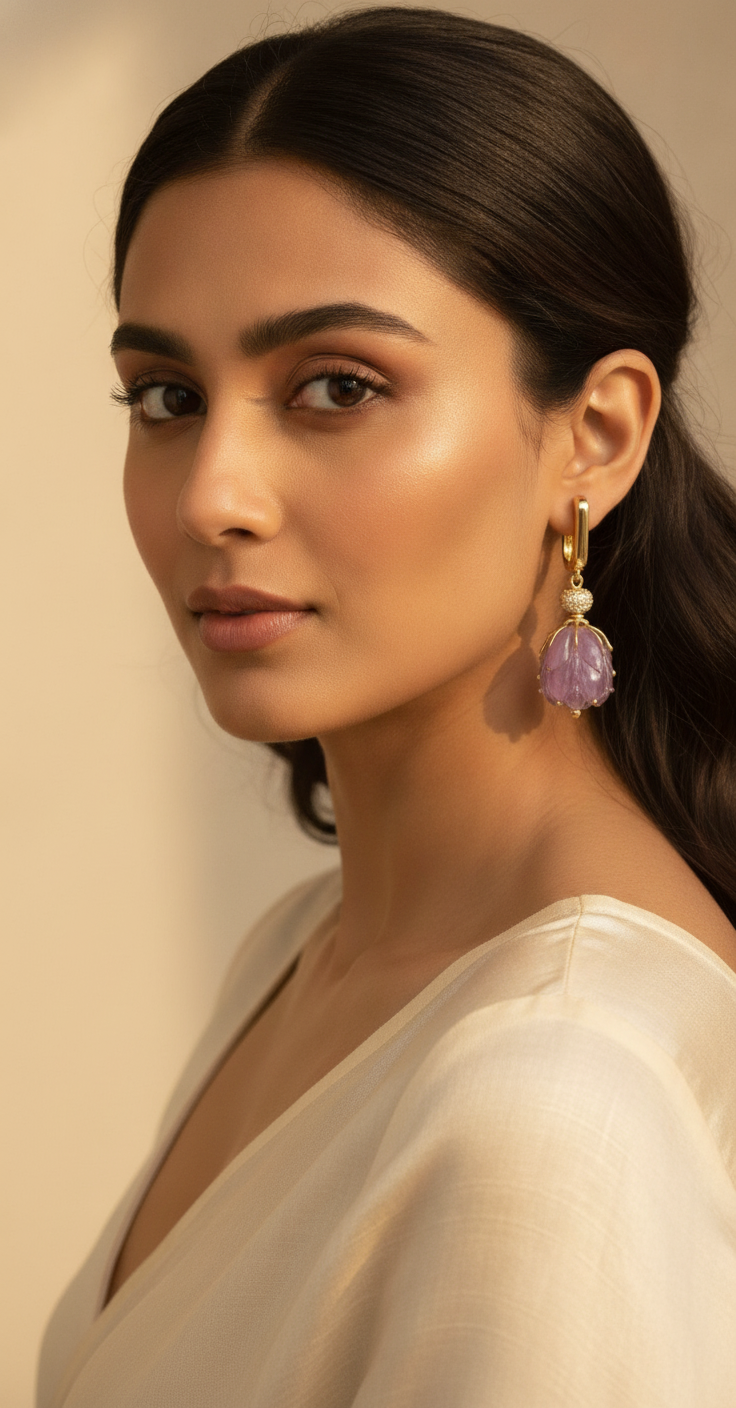 Lavender Blossom Drop Earrings — view 3
