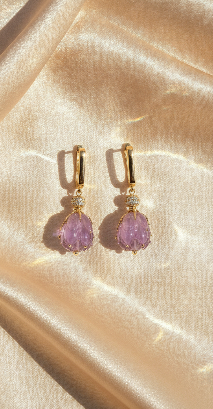 Lavender Blossom Drop Earrings