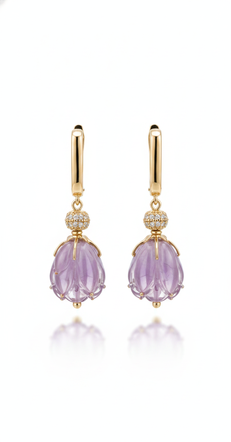 Lavender Blossom Drop Earrings — view 2