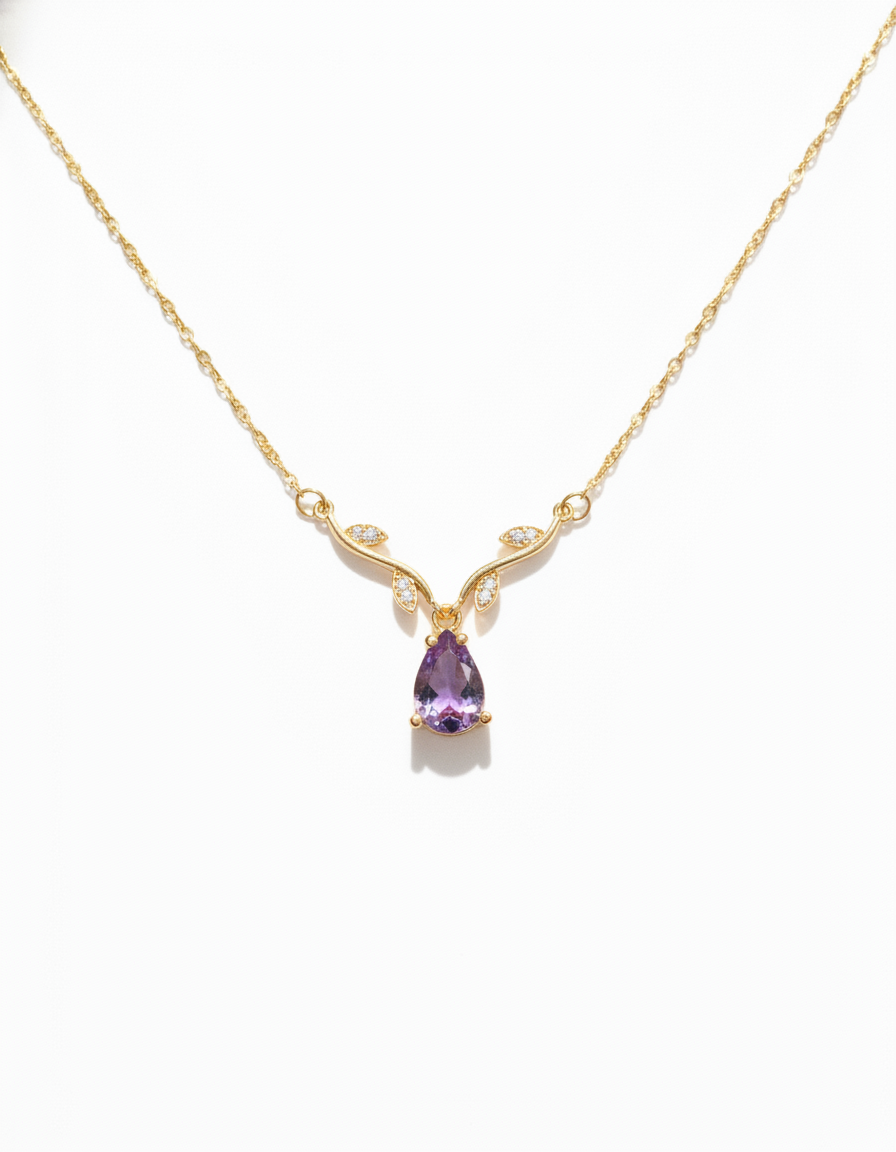 Leaf & Teardrop Necklace — view 2