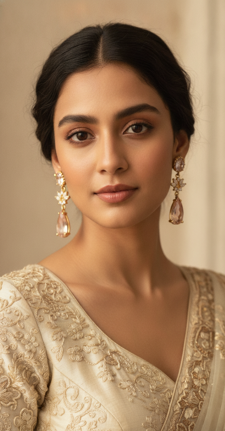 Morganite Blossom Drop Earrings — view 3