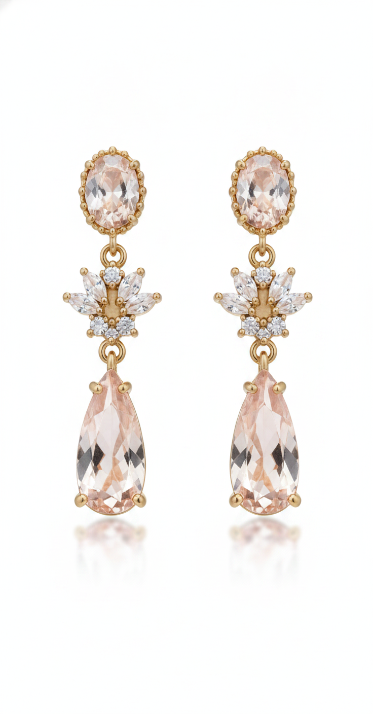 Morganite Blossom Drop Earrings — view 2