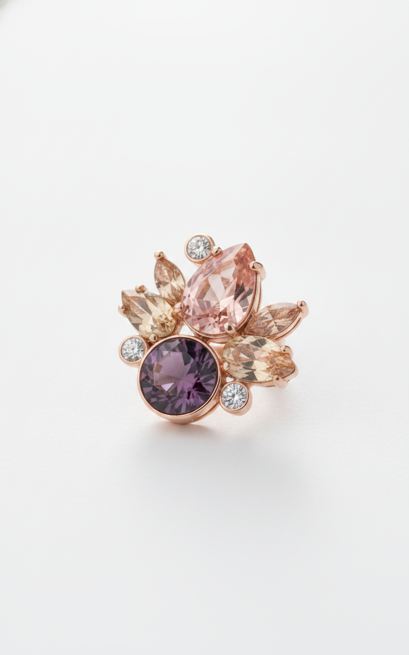 Rosé Amethyst Cluster Earrings — view 2