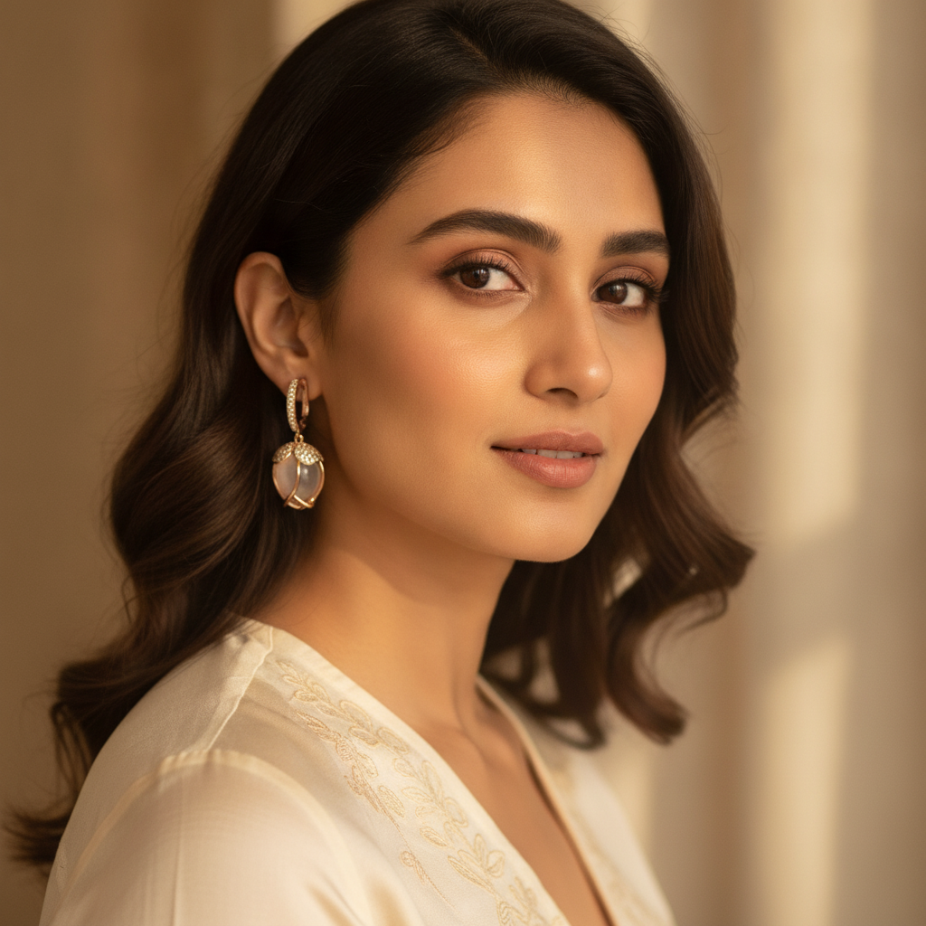 Tulip Drop Earrings — Rose Gold — view 3