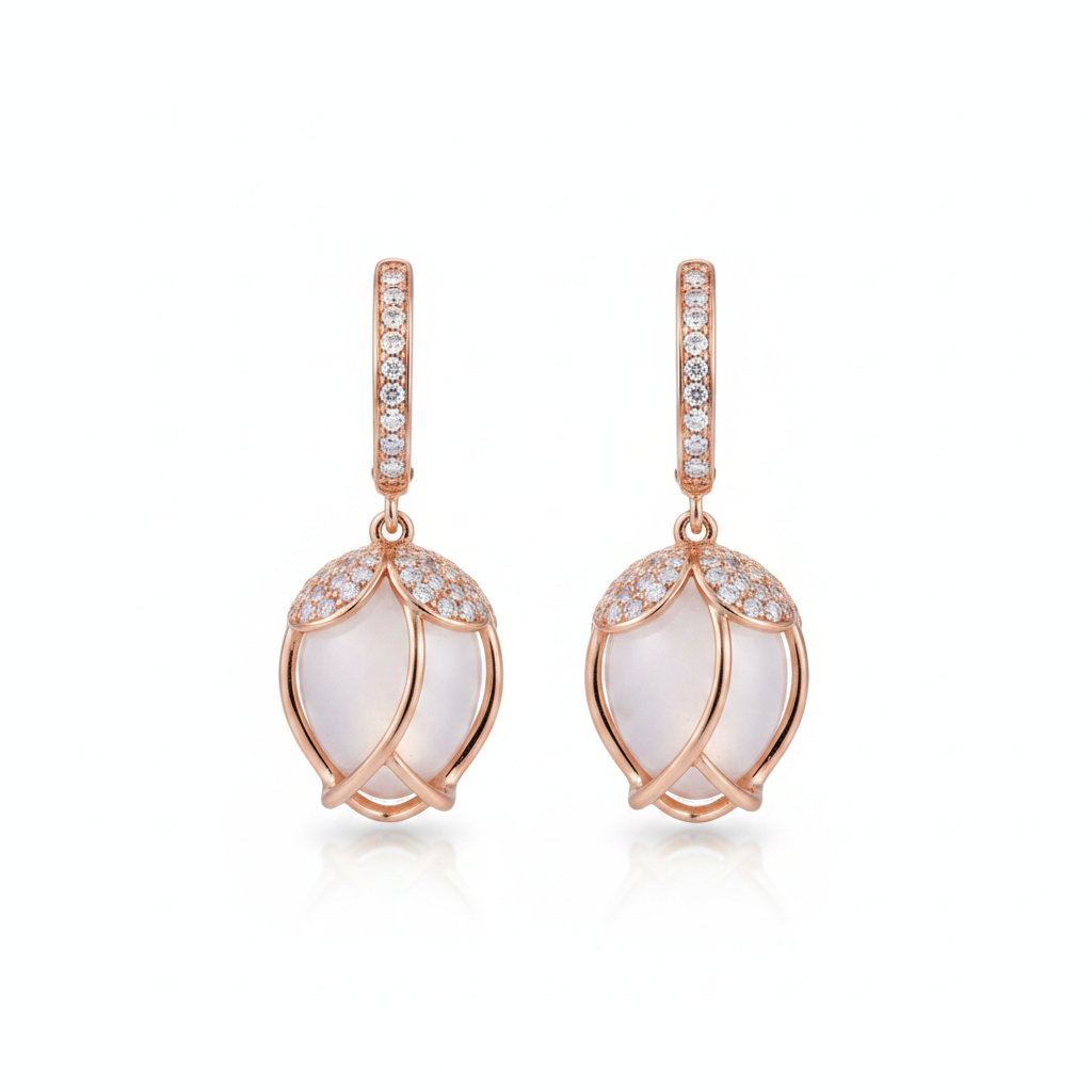 Tulip Drop Earrings — Rose Gold — view 2
