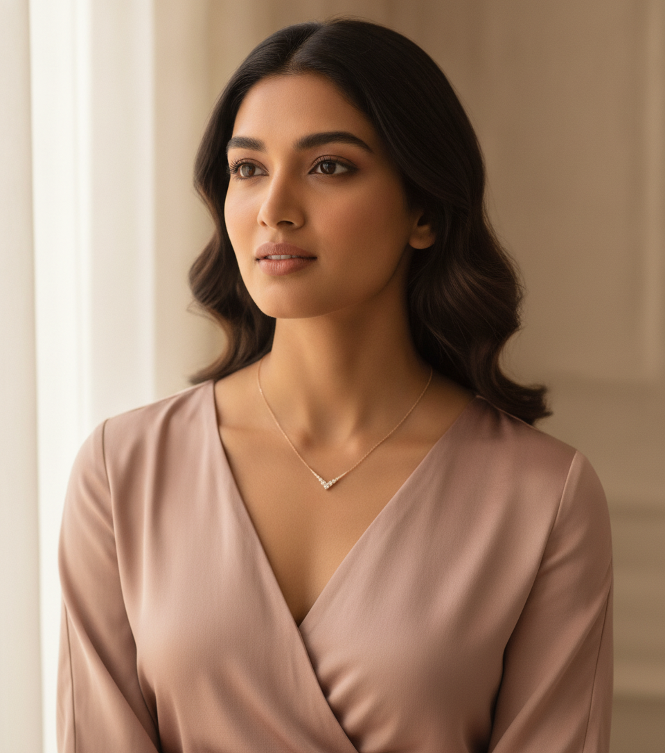 V-Shape Diamond Necklace — view 3